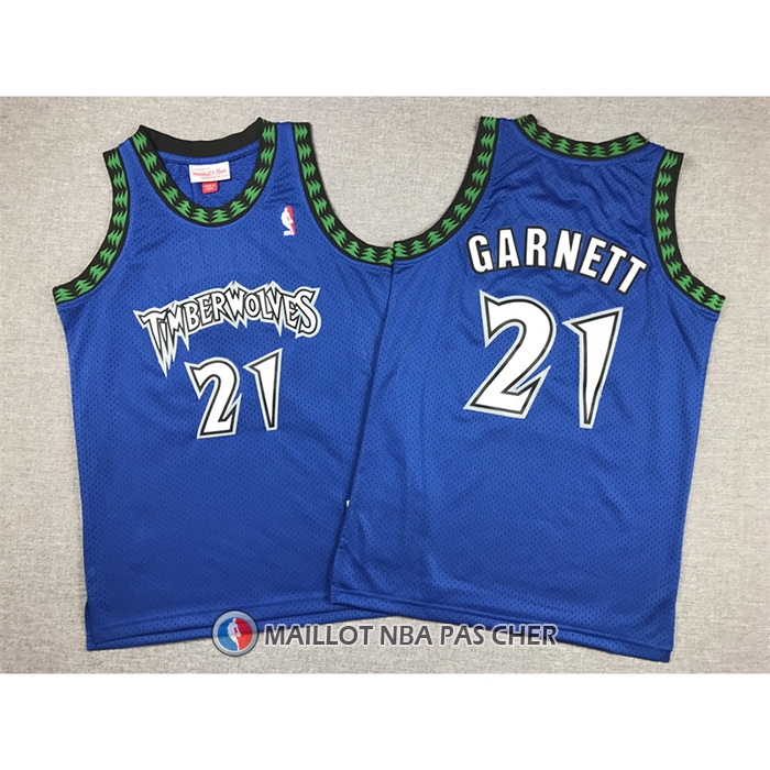 Maillot Enfant Minnesota Timberwolves Kevin Garnett NO 21 Hardwood Classics Throwback 2003-04 Bleu